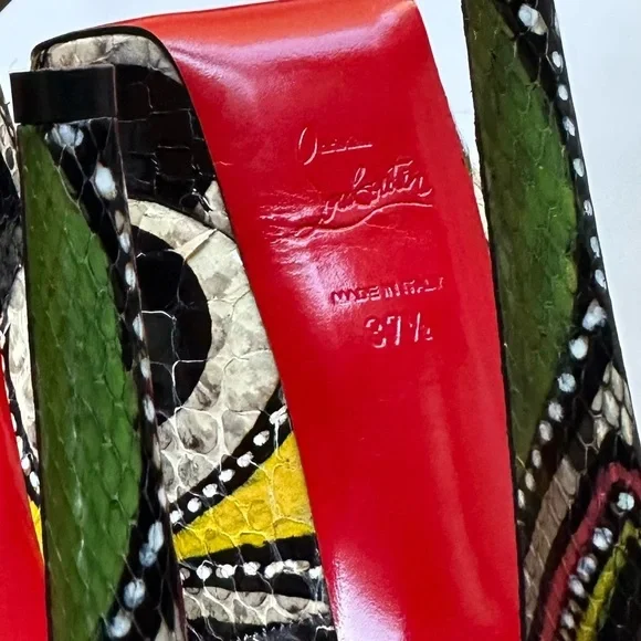 🌺 CHRISTIAN LOUBOUTIN 🌺 👠 Python Bianca Masai Platform Pumps 37.5 Multicolor - Picture 10 of 10